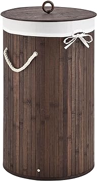 panier à linge en bambou marron avec poignées